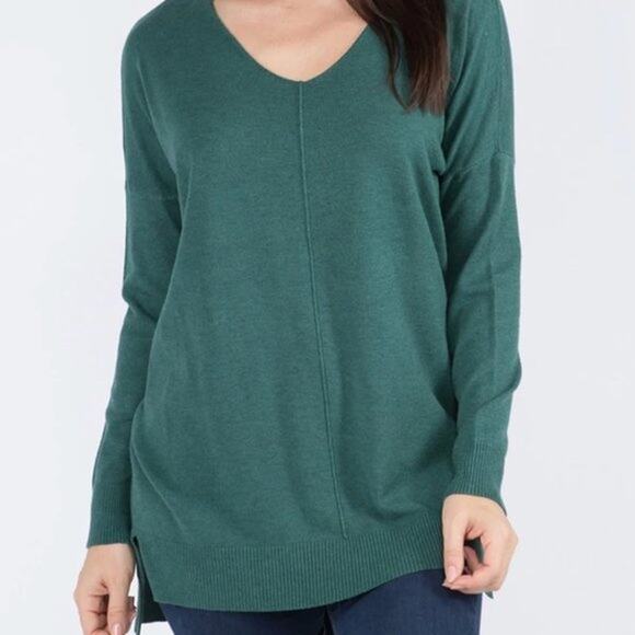 Dreamers by Debut Teal Green V-Neck Oversized Sweater M/L Cozy Lounge Layer Fall - Picture 1 of 8